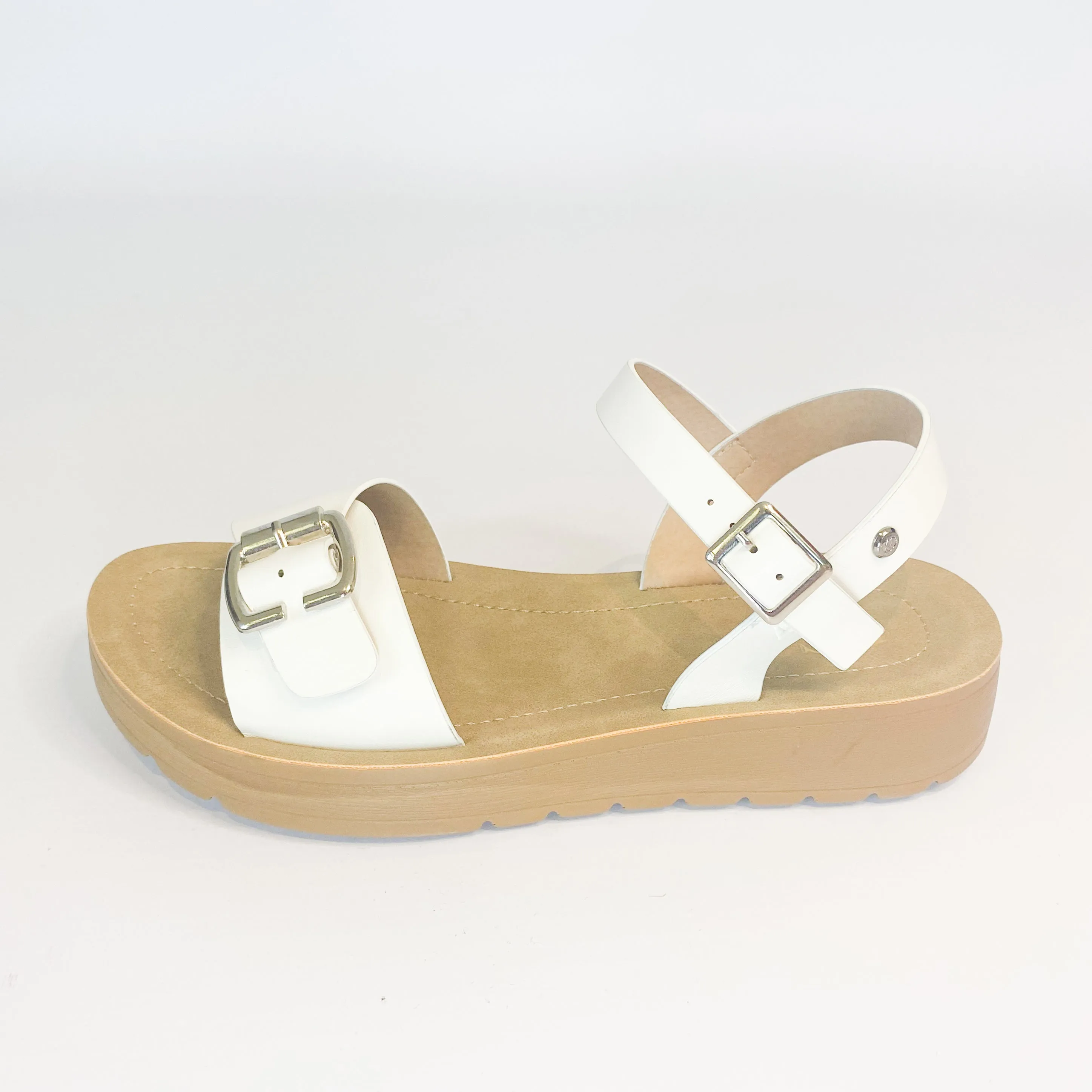 KG white buckle strap sandal