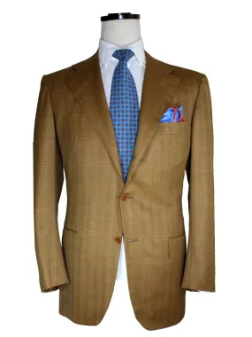 Kiton Sport Coat Olive Brown Windowpane Wool Blazer EUR 50/ US 40 L REDUCED - SALE