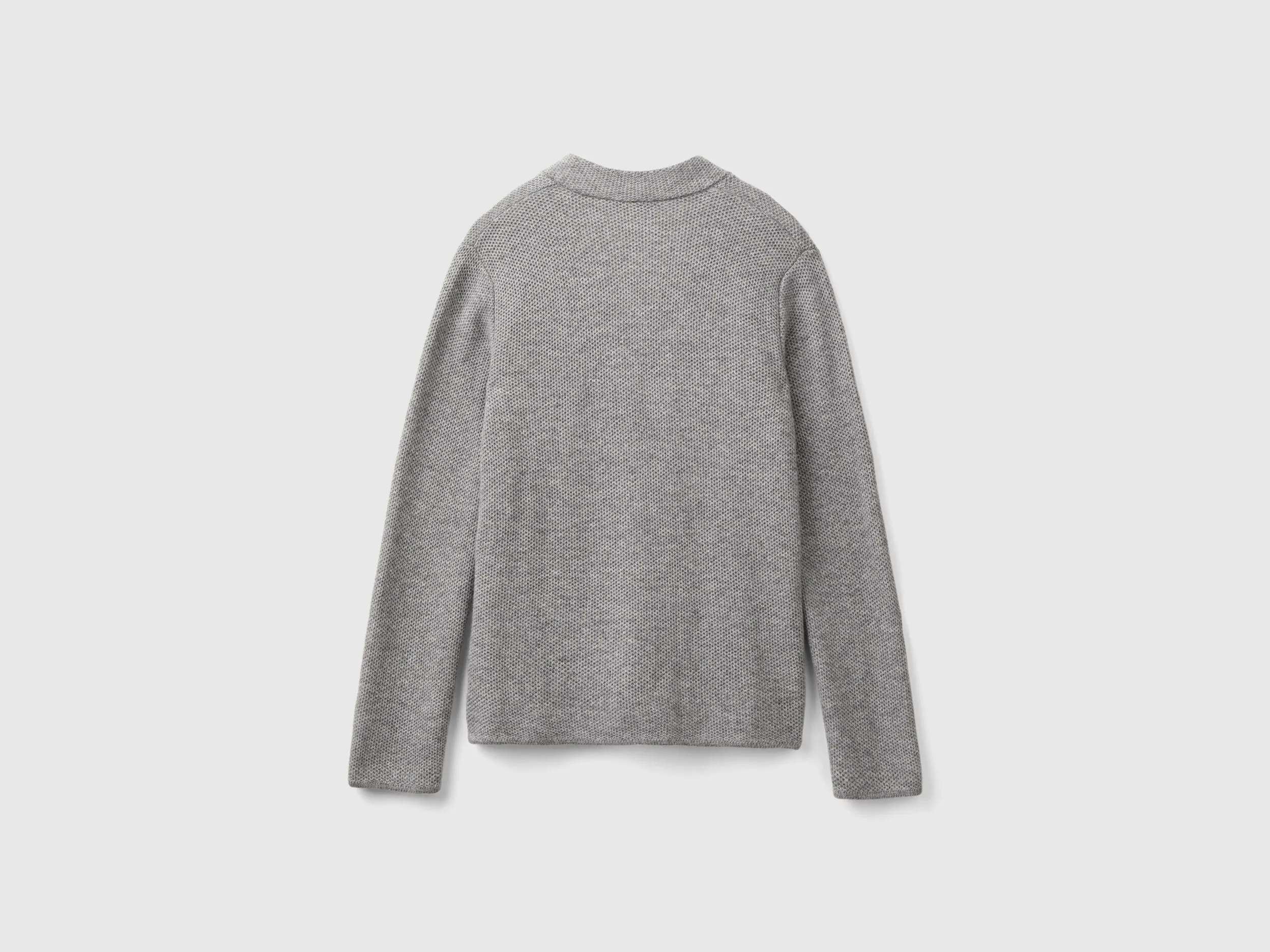 Knit jacket in wool and cashmere blend - Gray | Benetton