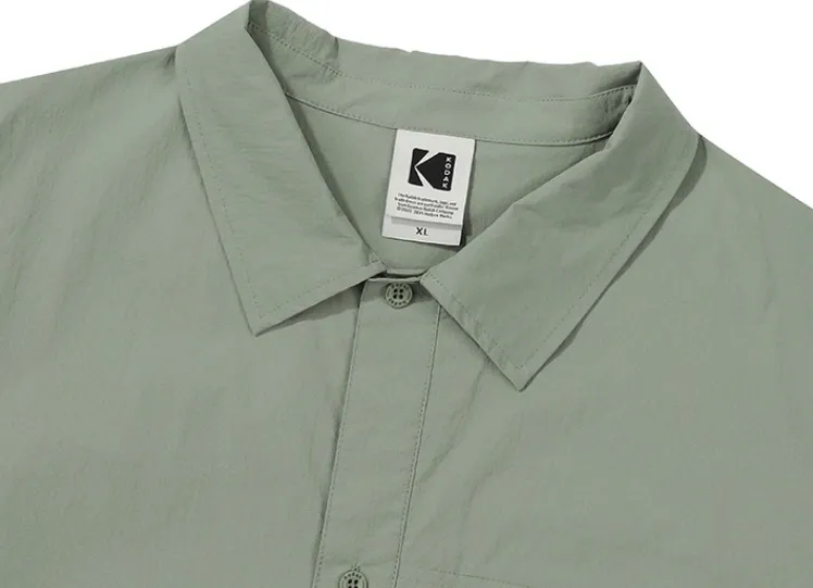 KODAK  |Unisex Nylon Street Style Plain Short Sleeves Logo Shirts