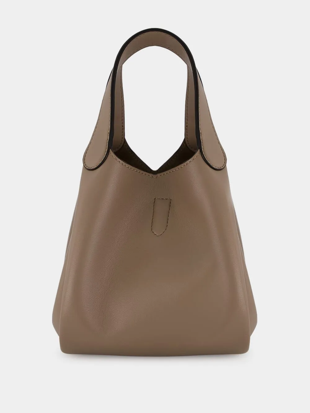 Logo Double Top Handle Brown Crossbody Bag