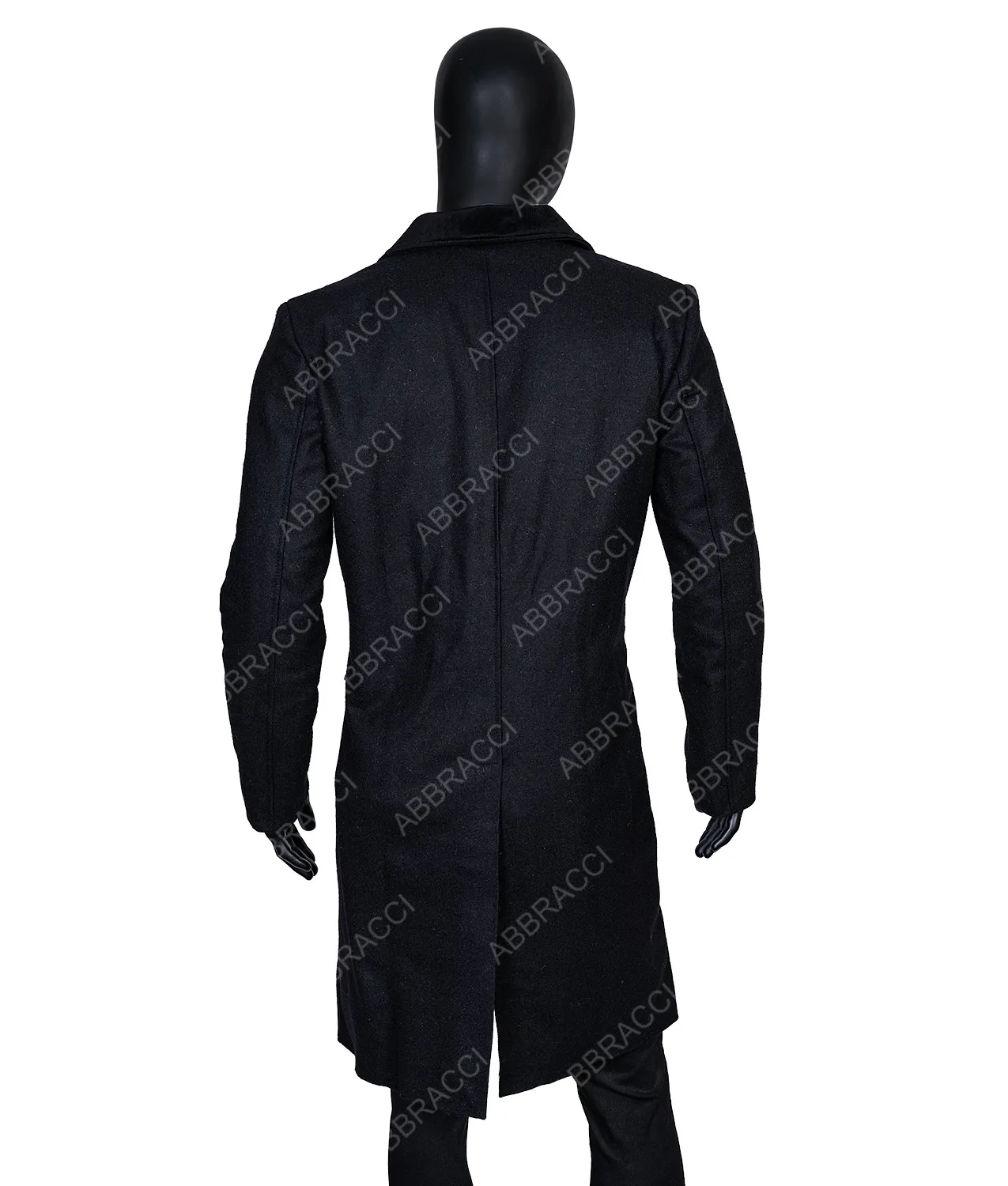 Mens Black Lapel Collar Long Trench Coat - Abbraci