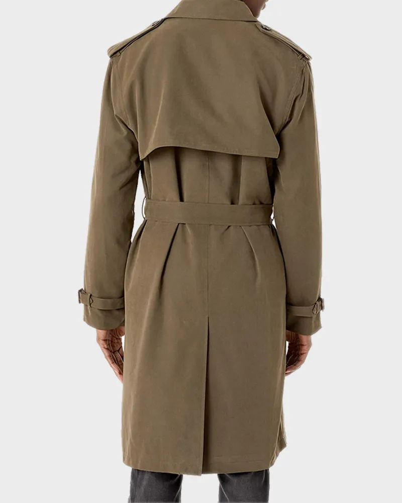 Mens Notch Lapel Coat | Mid-Length Khaki Peacoat for Mens