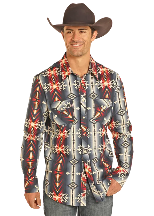 Men's Rock & Roll Cowboy Modern Fit Snap Front Shirt #BMN2S04737