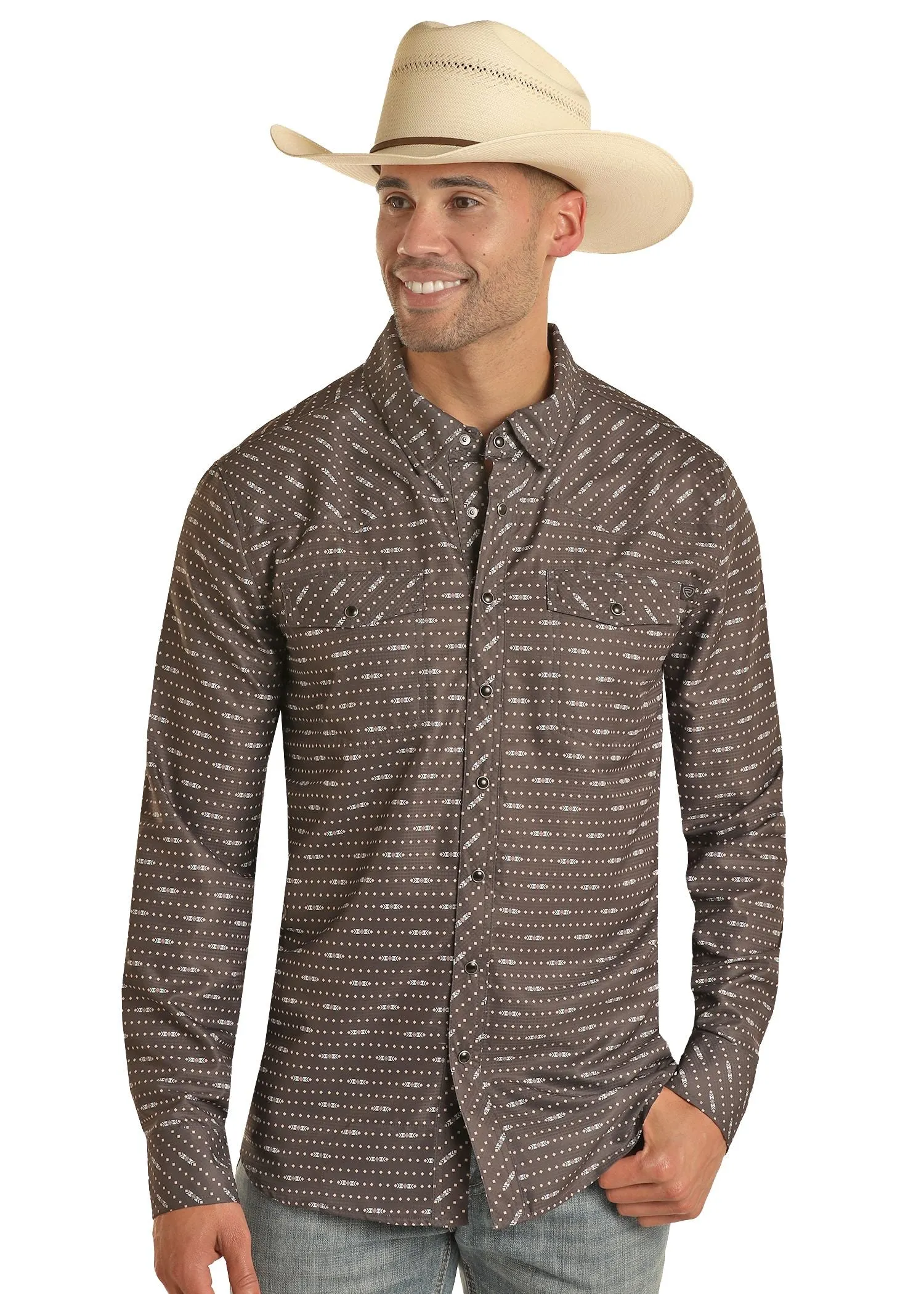 Men's Rock & Roll Cowboy Tek Western Snap Front Shirt #BMN2S03379