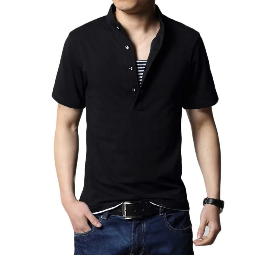 Men's Striped Black Mens Slim Fit Lapel Short Sleeve Shirt Casual Tops#3546 SM6