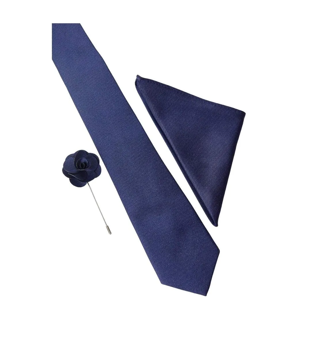 Mens wedding tie & lapel set one size navy Burton