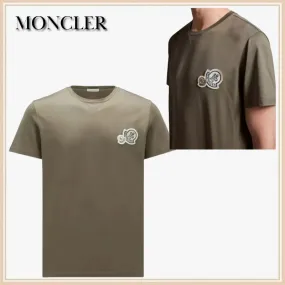 MONCLER  |Crew Neck Plain Cotton Short Sleeves Crew Neck T-Shirts