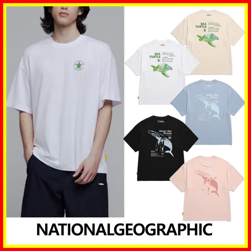 NATIONAL GEOGRAPHIC  |Street Style Plain Cotton Short Sleeves Logo T-Shirts