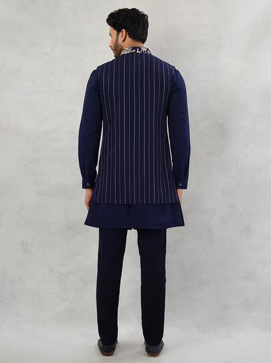 Navy Blue Bandhgala Jacket | TULA