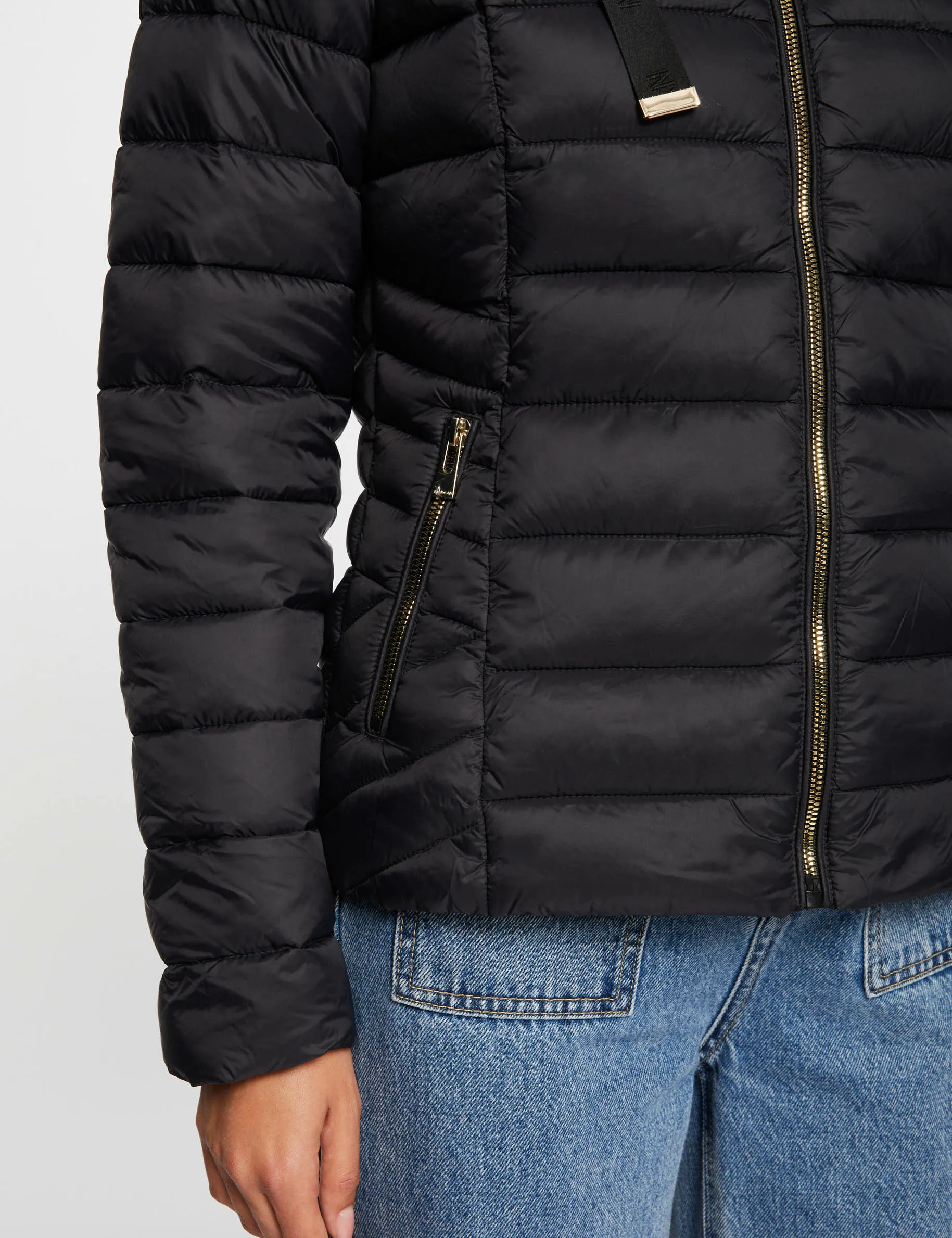 Padded jacket with hood black women