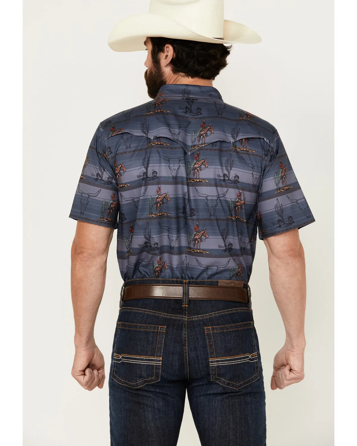 Product Name:  Ariat Men's VentTEK Desert Cowboy Print Short Sleeve Button-Down Western Shirt