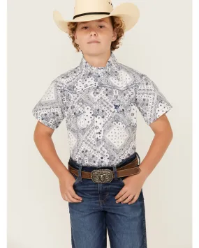 Product Name:  Cowboy Hardware Boys' Bandana Print Short Sleeve Snap Western Shirt