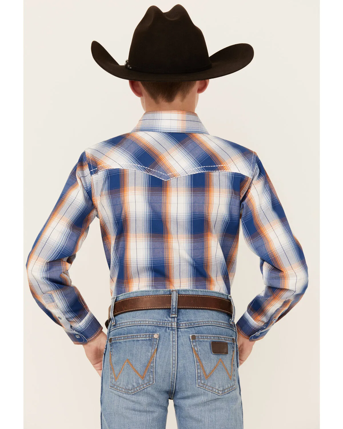 Product Name:  Cowboy Hardware Boys' Plaid Print Long Sleeve Pearl Snap Western Shirt