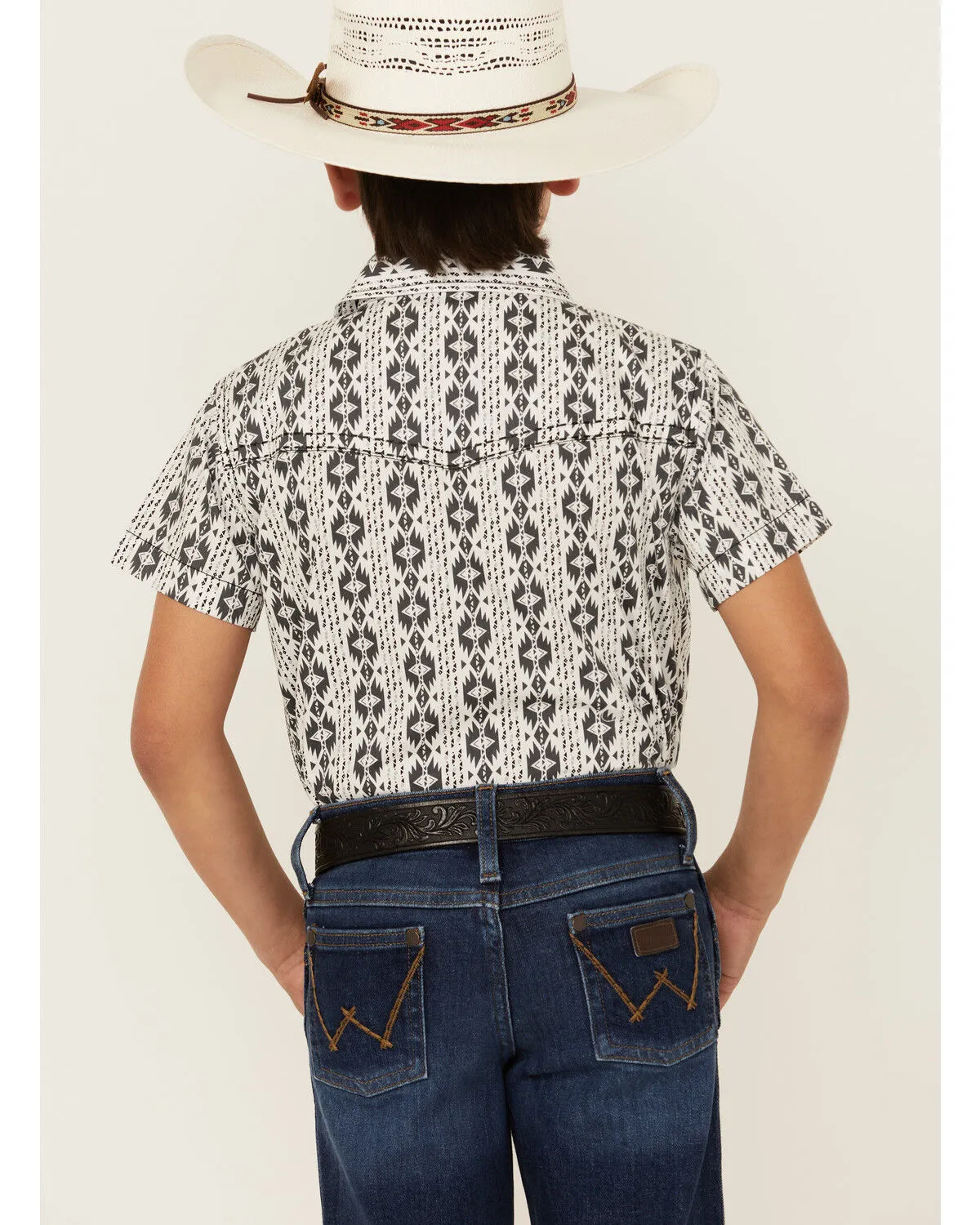 Product Name:  Cowboy Hardware Boys' Southwestern Print Short Sleeve Snap Western Shirt