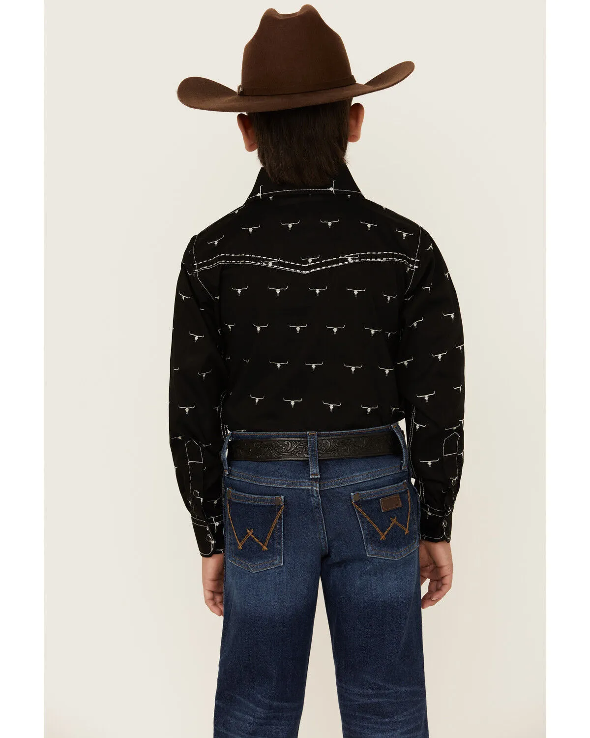 Product Name:  Cowboy Hardware Boys' Steerhead Print Long Sleeve Snap Western Shirt