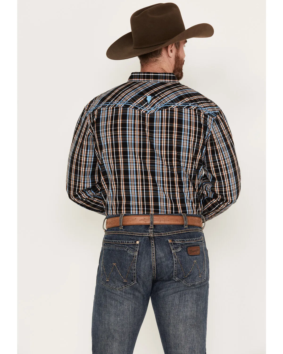 Product Name:  Cowboy Hardware Men's Austin Plaid Print Long Sleeve Pearl Snap Western Shirt