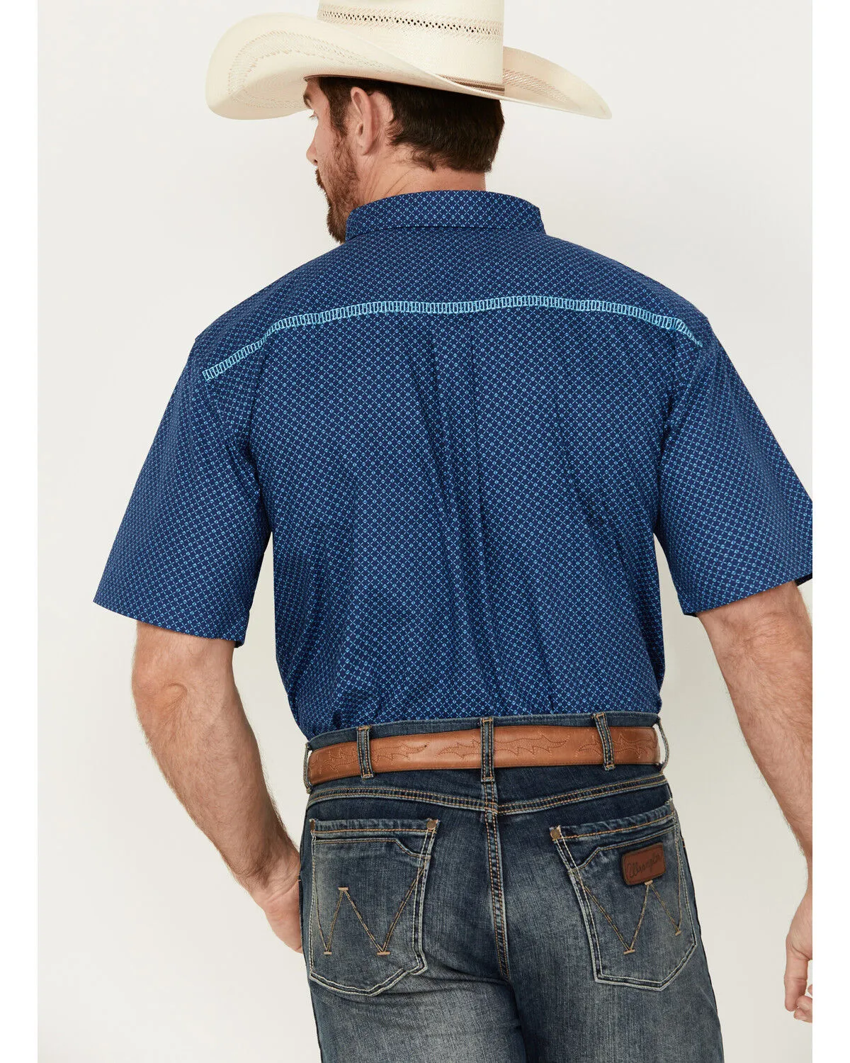 Product Name:  Cowboy Hardware Men's Boot Barn Exclusive Diamond Quilt Geo Print Short Sleeve Button-Down Western Shirt