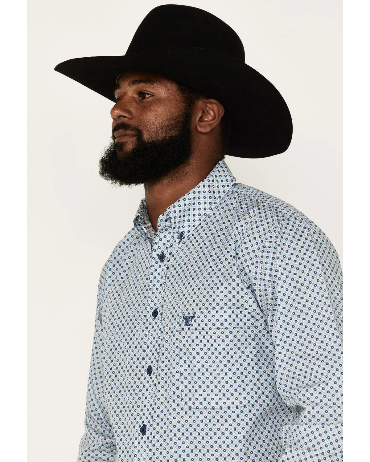 Product Name:  Cowboy Hardware Men's Diamond Star Print Long Sleeve Button-Down Western Shirt