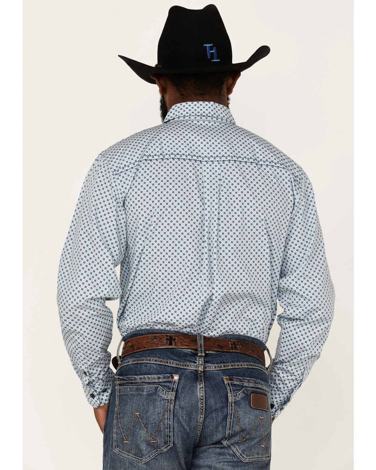 Product Name:  Cowboy Hardware Men's Diamond Star Print Long Sleeve Button-Down Western Shirt