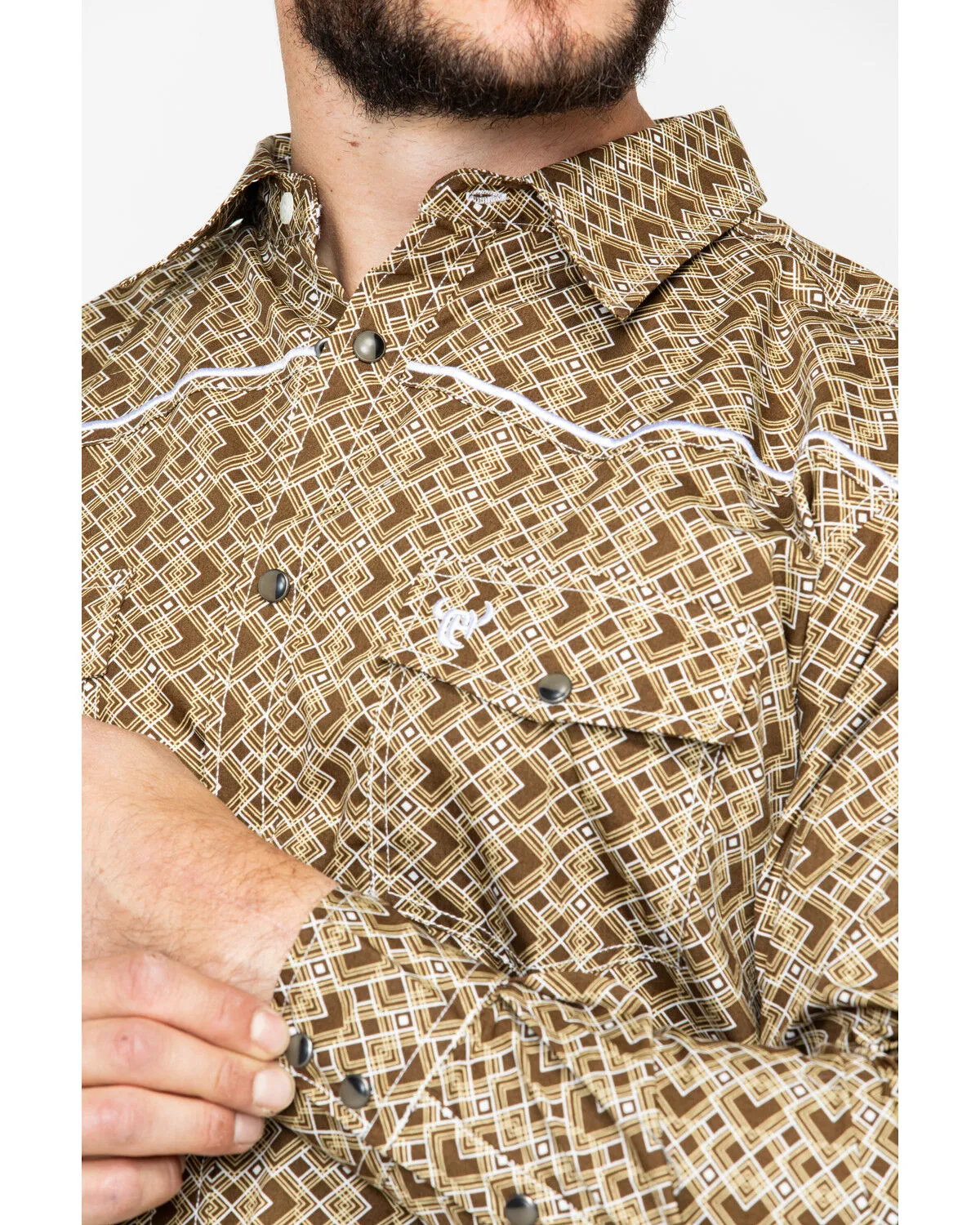 Product Name:  Cowboy Hardware Men's Double Diamond Print Long Sleeve Western Shirt