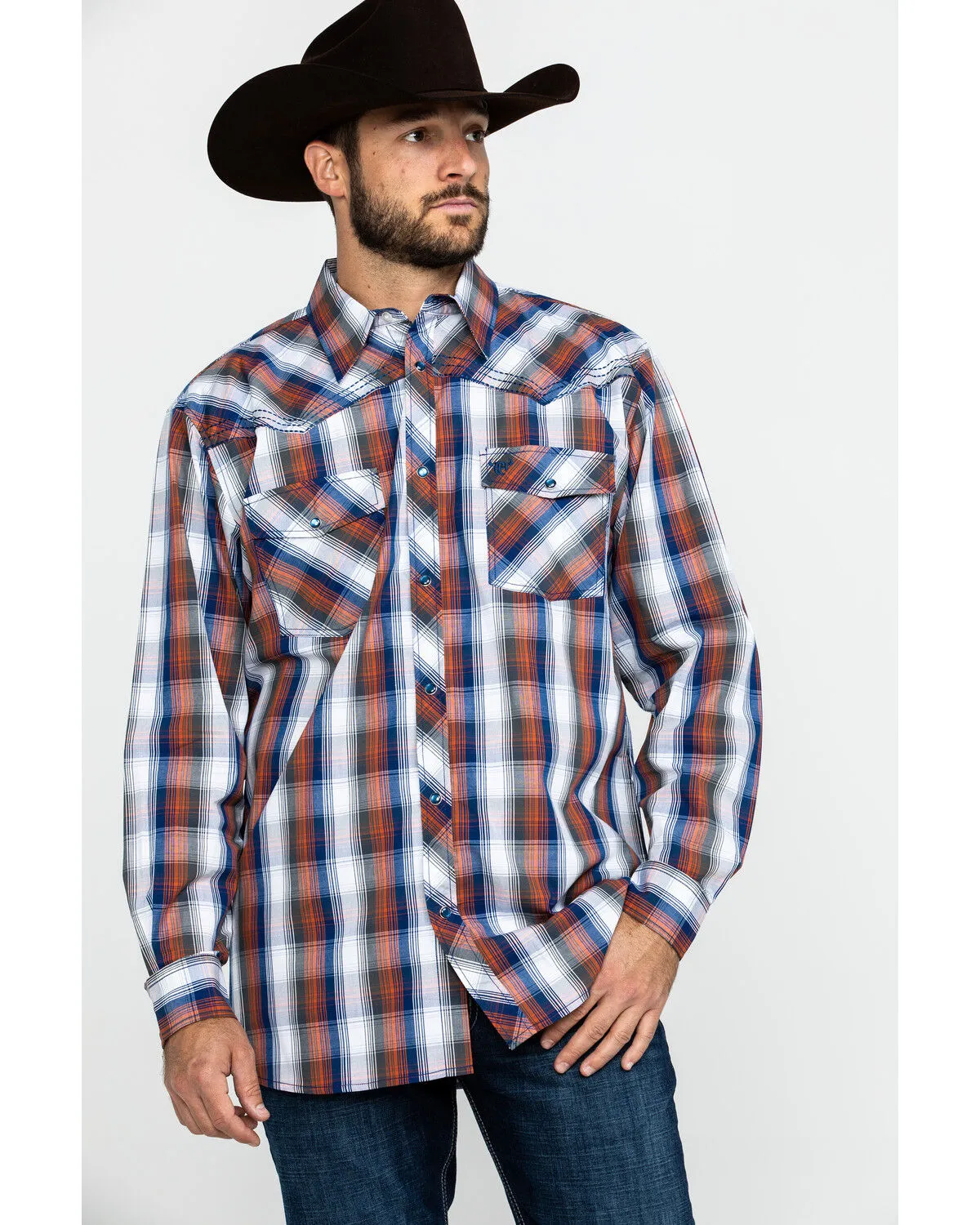 Product Name:  Cowboy Hardware Men's Multi Large Plaid Long Sleeve Western Shirt