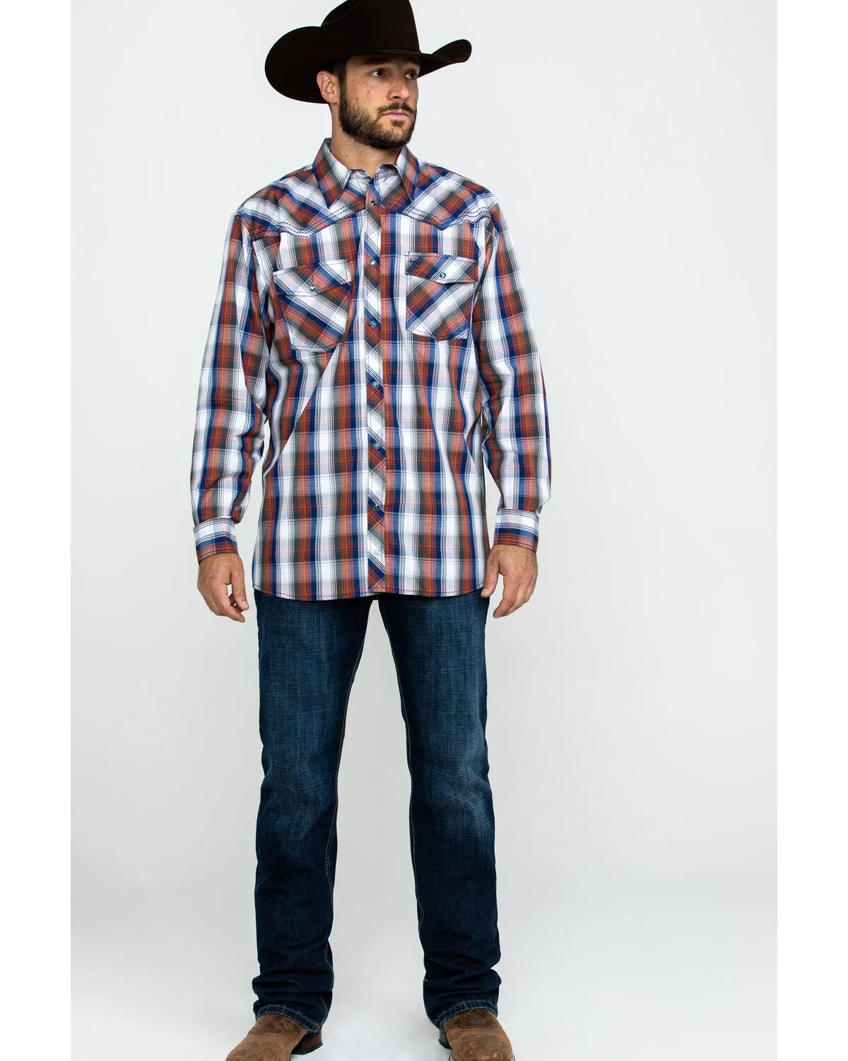 Product Name:  Cowboy Hardware Men's Multi Large Plaid Long Sleeve Western Shirt