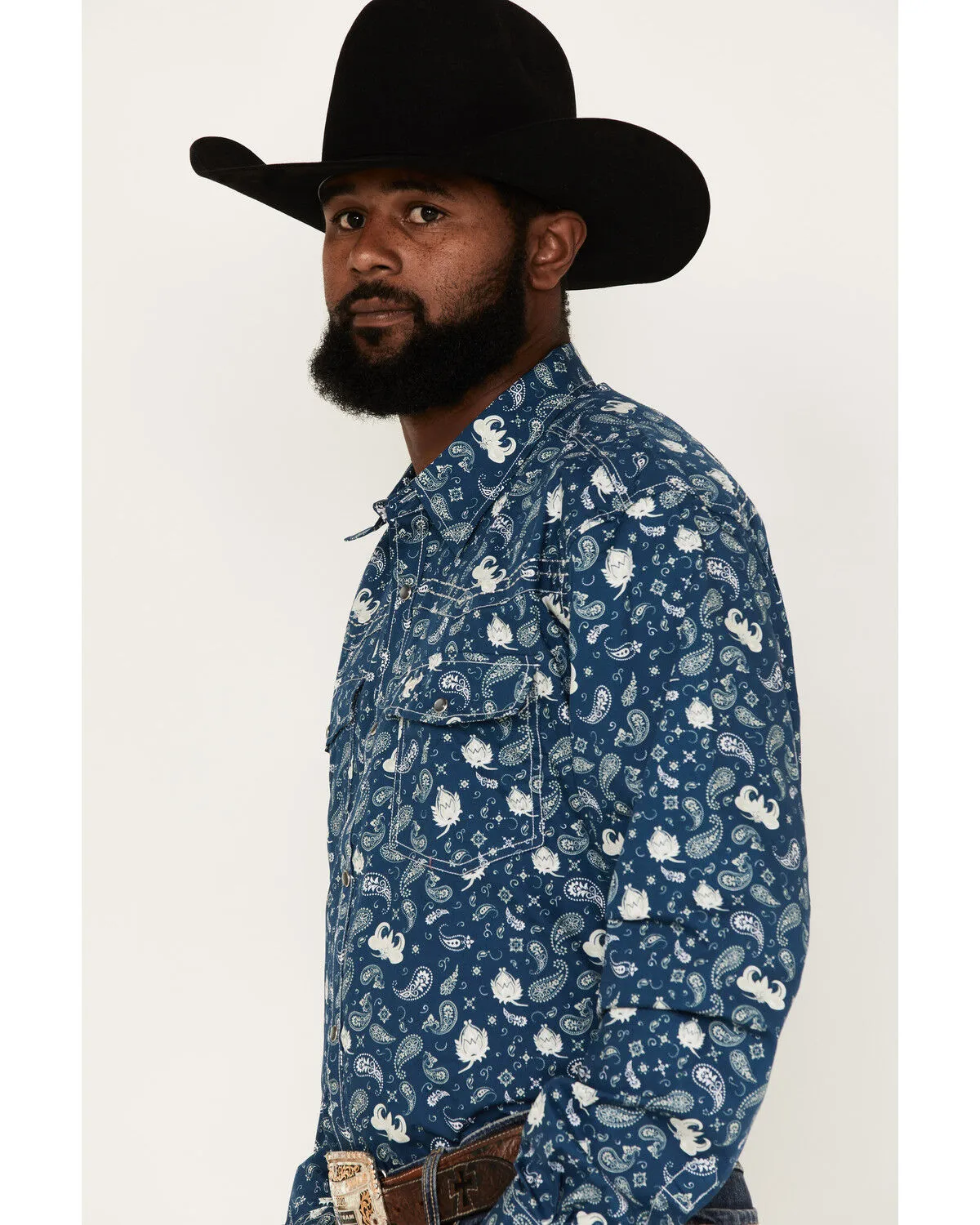 Product Name:  Cowboy Hardware Men's Paisley Print Long Sleeve Pearl Snap Western Shirt