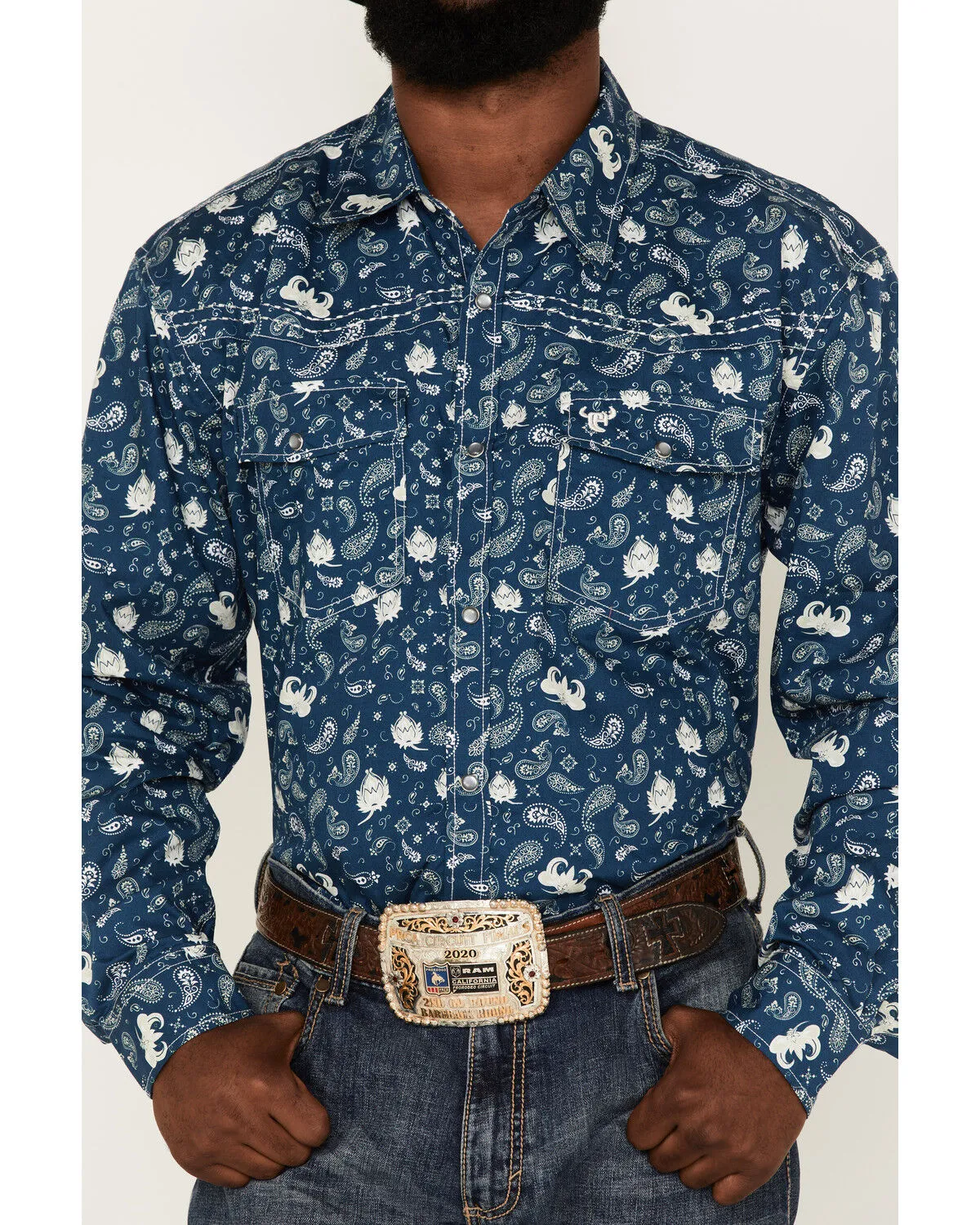 Product Name:  Cowboy Hardware Men's Paisley Print Long Sleeve Pearl Snap Western Shirt