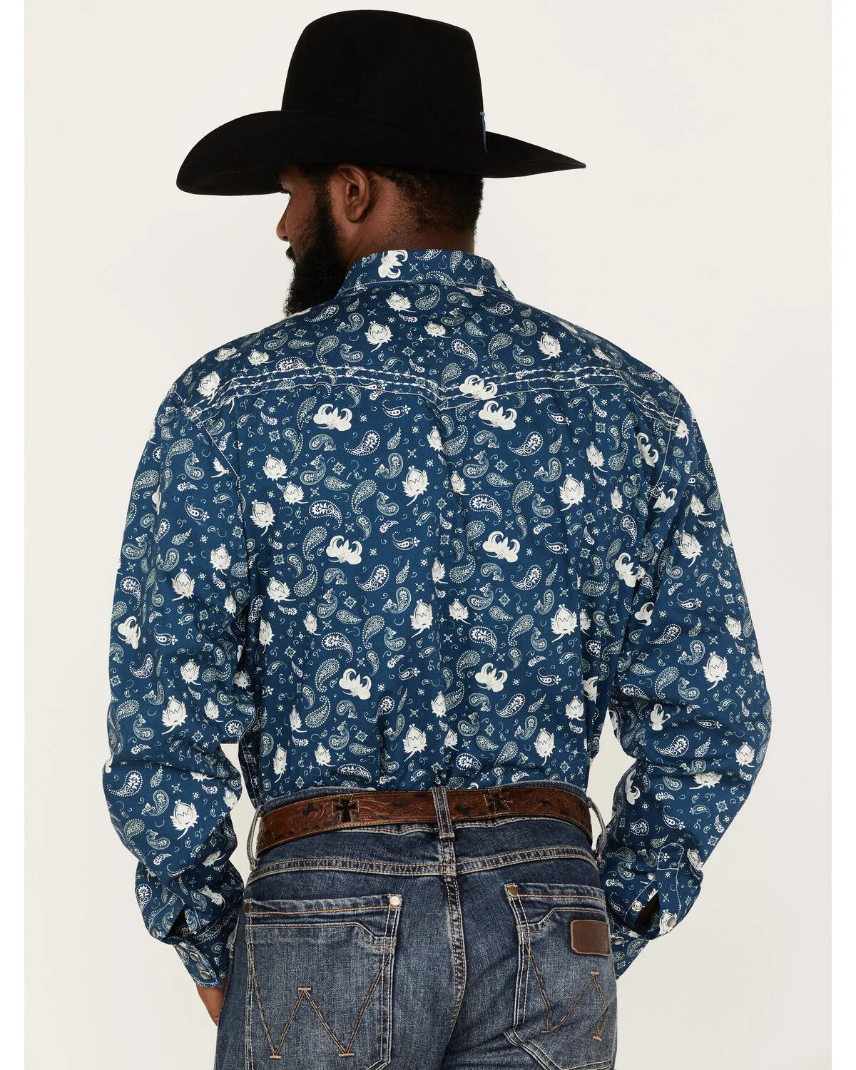 Product Name:  Cowboy Hardware Men's Paisley Print Long Sleeve Pearl Snap Western Shirt