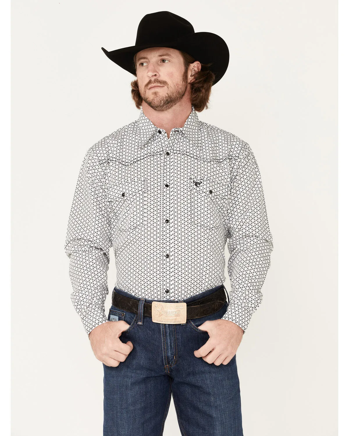 Product Name:  Cowboy Hardware Men's Six Star Geo Print Snap Western Shirt