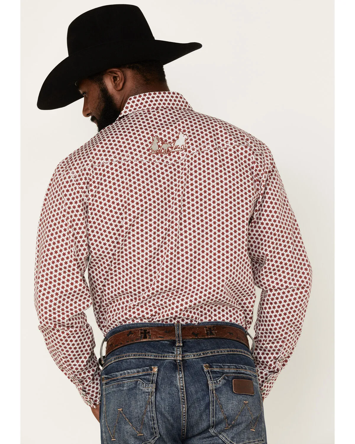 Product Name:  Cowboy Hardware Men's Six Star Print Long Sleeve Pearl Snap Western Shirt