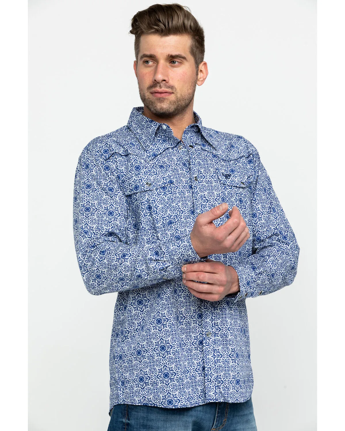 Product Name:  Cowboy Hardware Men's Traditional Plaid Print Long Sleeve Western Shirt