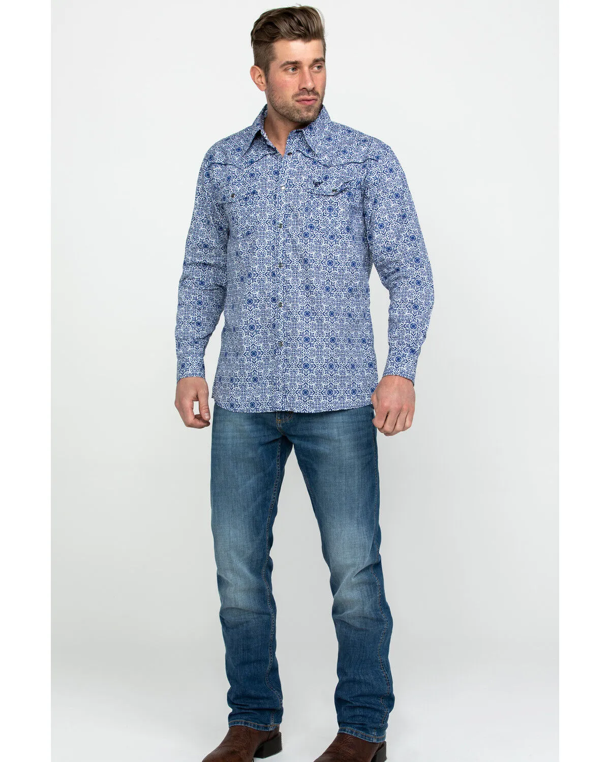 Product Name:  Cowboy Hardware Men's Traditional Plaid Print Long Sleeve Western Shirt