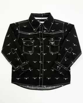 Product Name:  Cowboy Hardware Toddler Boys' Steerhead Print Long Sleeve Snap Western Shirt