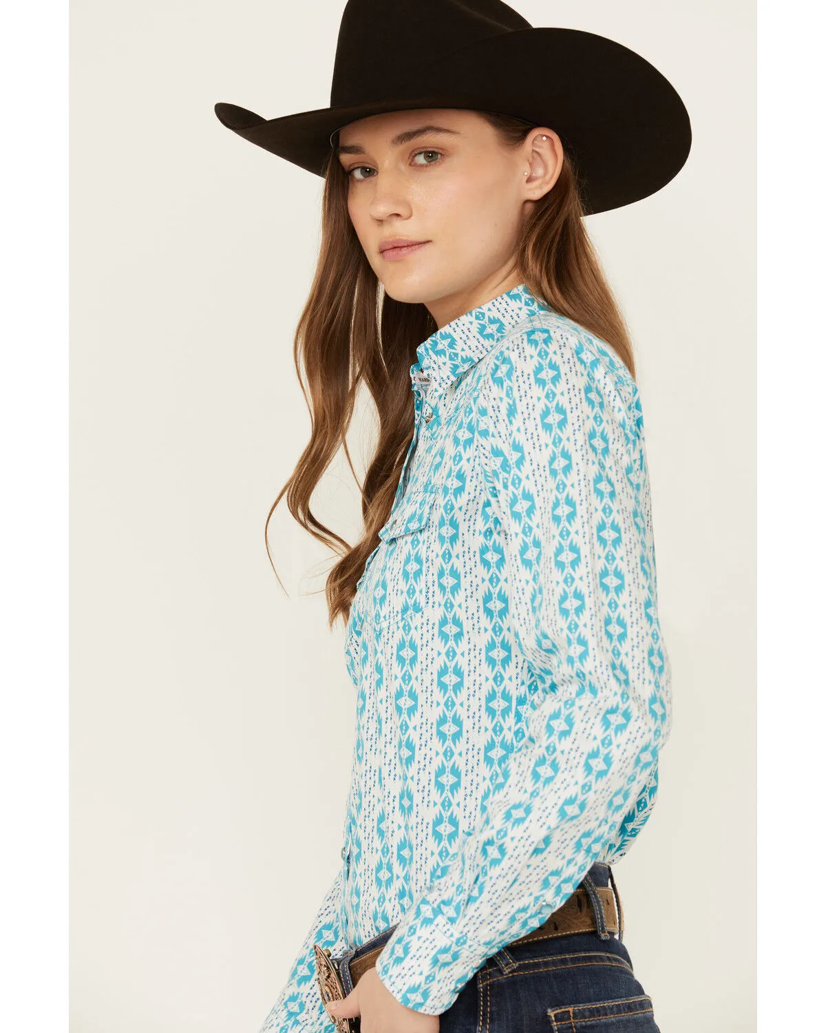 Product Name:  Cowboy Hardware Women's Southwestern Print Long Sleeve Snap Western Shirt