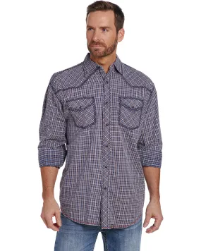 Product Name:  Cowboy Up Men's Heavy Stitched Plaid Print Long Sleeve Snap Western Shirt