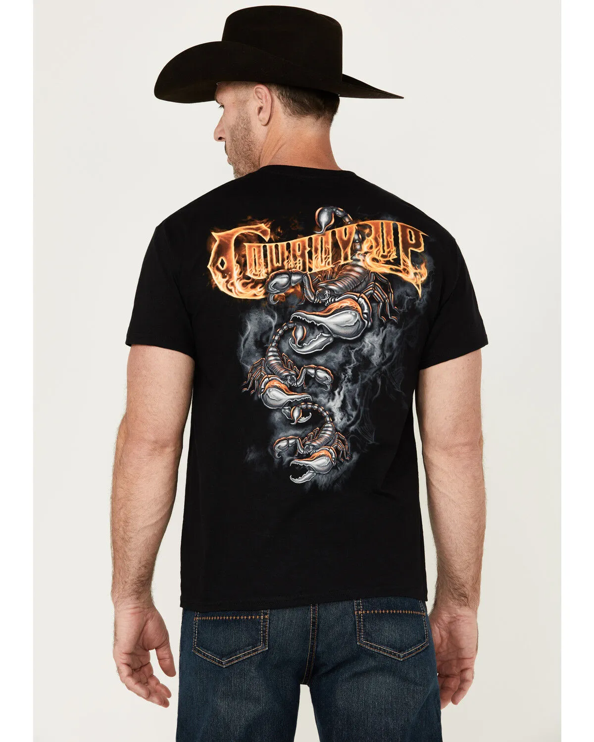 Product Name:  Cowboy Up Men's Triple Scorpion Short Sleeve Graphic T-Shirt