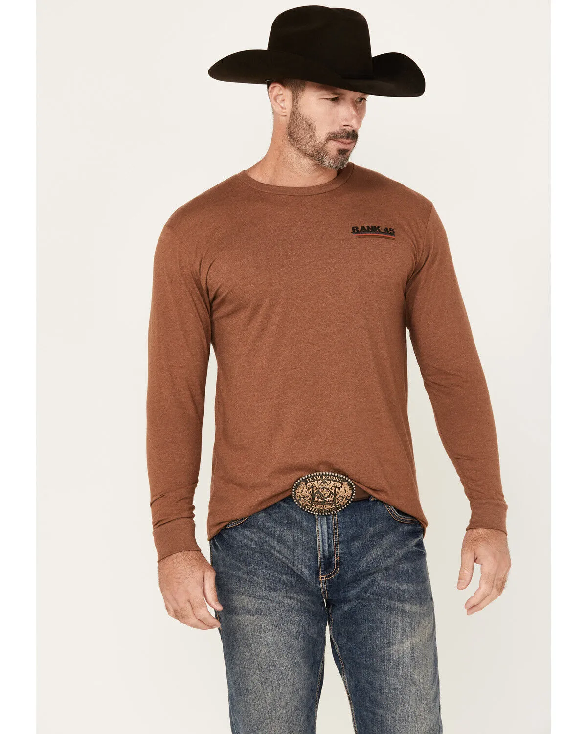 Product Name:  RANK 45® Men's Sunset Scenic Cowboy Long Sleeve Graphic T-Shirt