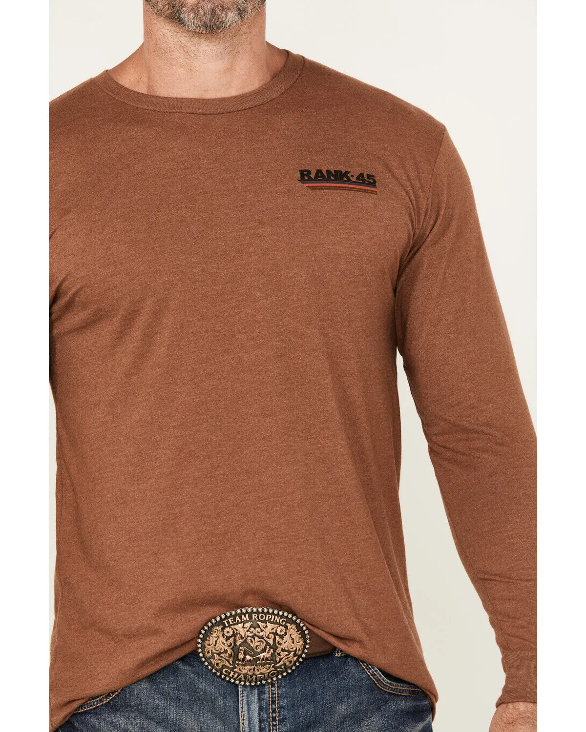 Product Name:  RANK 45® Men's Sunset Scenic Cowboy Long Sleeve Graphic T-Shirt