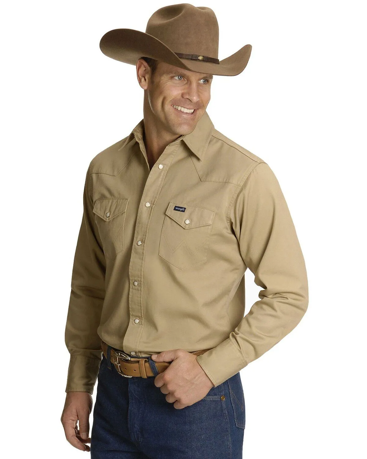 Product Name:  Wrangler Men's Solid Twill Cowboy Cut Long Sleeve Work Shirt - Tall