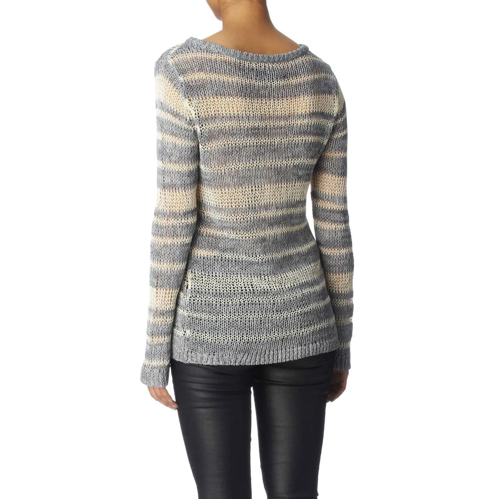 RAG AND BONE CATERINA GREY CREAM STRIPED SWEATER XS