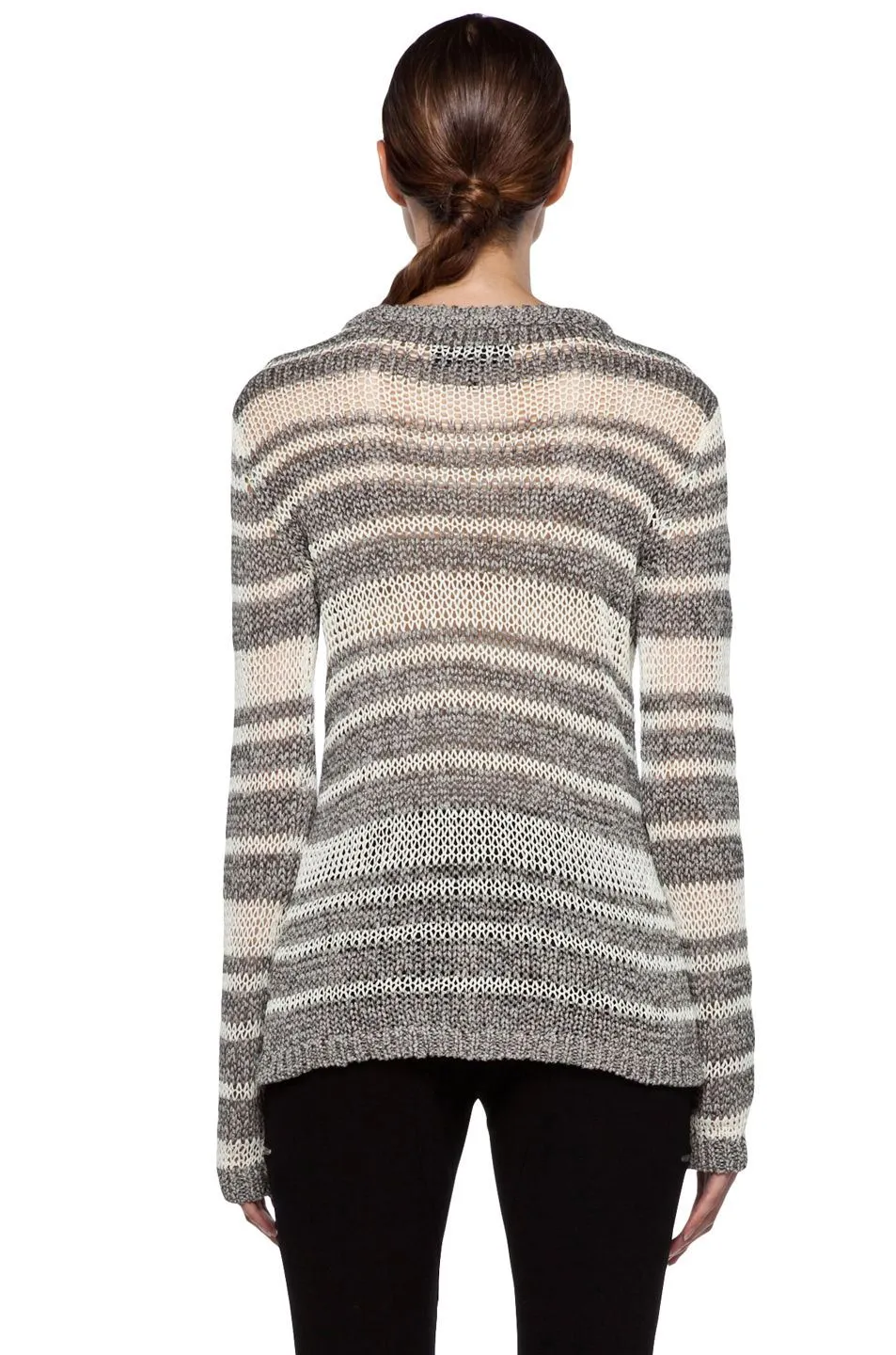 RAG AND BONE CATERINA GREY CREAM STRIPED SWEATER XS