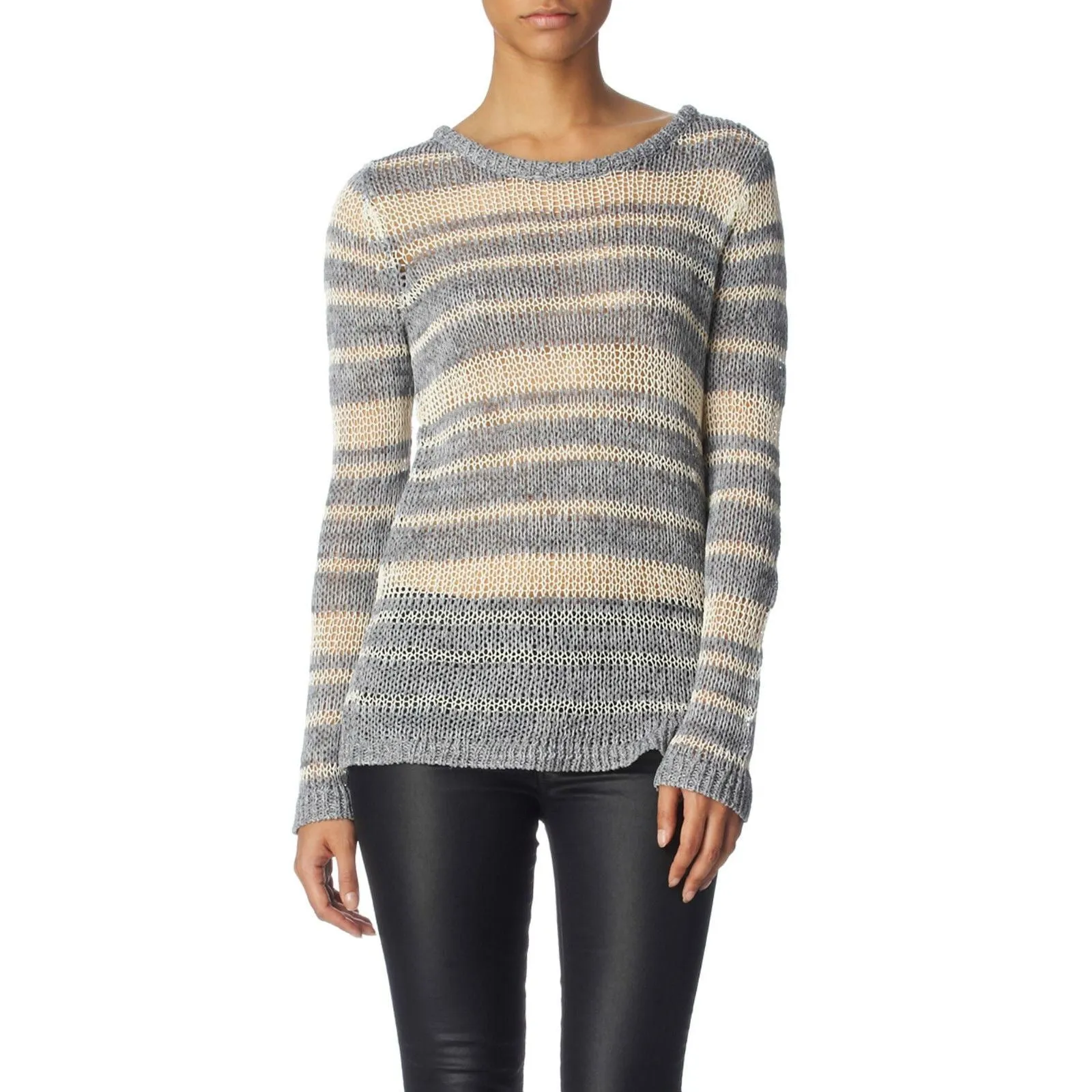 RAG AND BONE CATERINA GREY CREAM STRIPED SWEATER XS