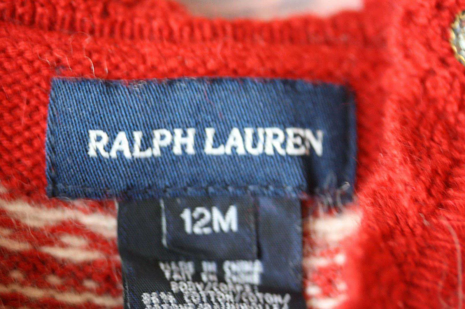 RALPH LAUREN BABY CABLE INTARSIA DRESS AND HAT 12 MONTHS