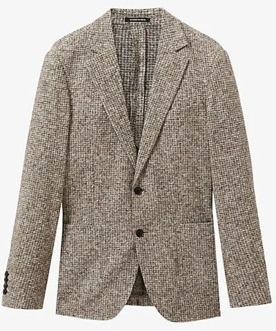 Reiss Mens Oatmeal Notch-lapel single-breasted tweed blazer