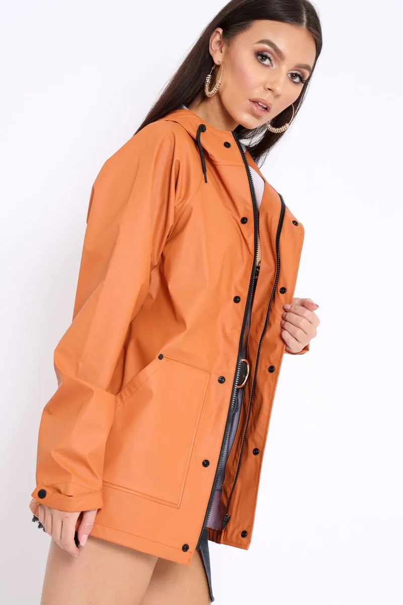 Rust Hooded Rain Jacket - Fox