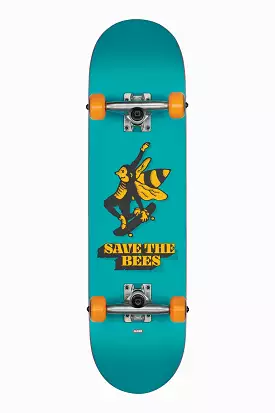 Save The Bees Mid - Blue - 7.6 Kids Complete Skateboard