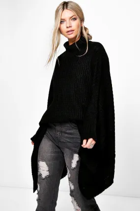 Scarlett Turtleneck Soft Knit Poncho Sweater