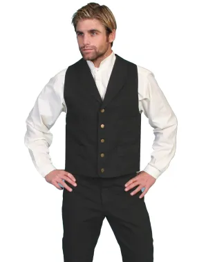 Scully RangeWear Mens Black 100% Cotton Notched Lapel Canvas Vest